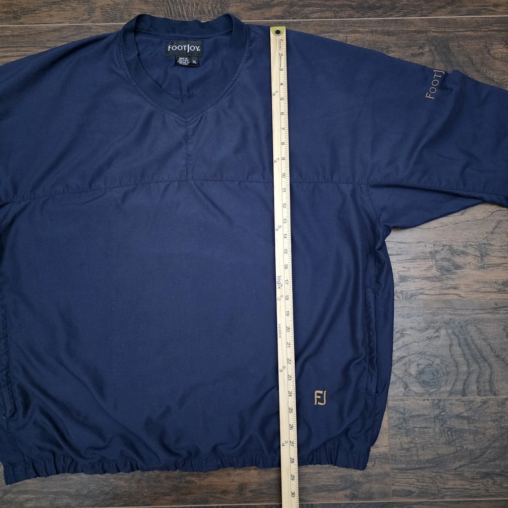 FootJoy Men's XL Navy Blue V-Neck Golf Pullover Windbreaker‎ Pockets Embroidered - Picture 3 of 9
